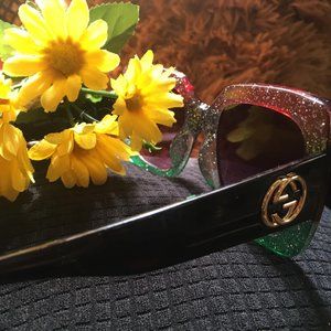 gucci red and green glitter sunglasses